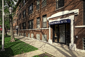 an entrance to Glenwood Apartments