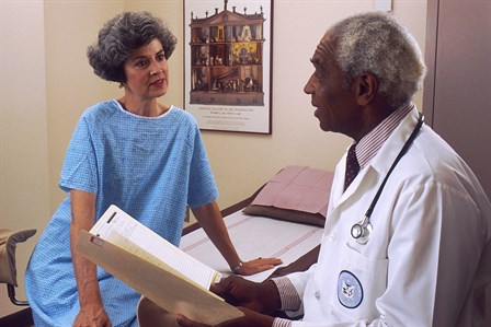 A patient consults with her doctor