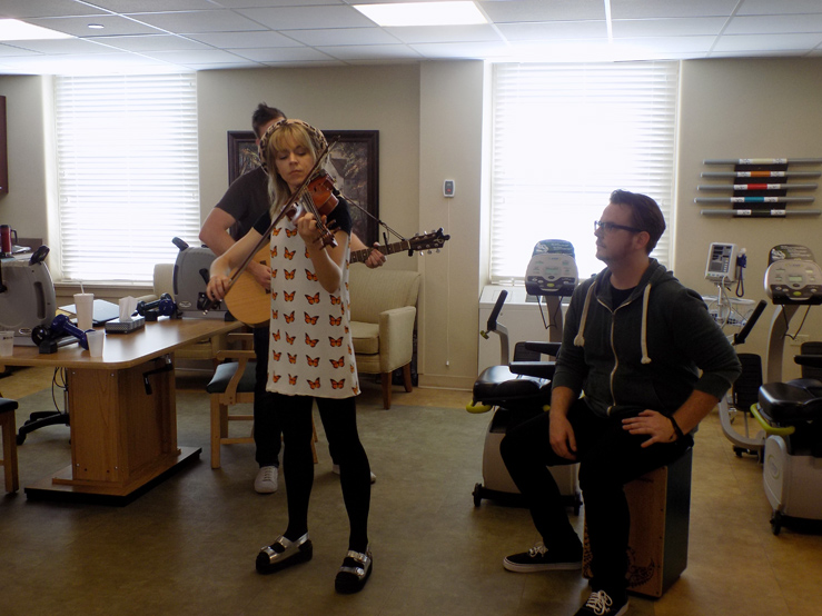 Lindsay Stirling performing music for Seniors at Wesley Place in Chicago